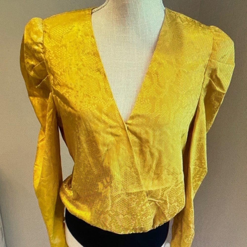 Wayf Yellow V-Neck Blouse